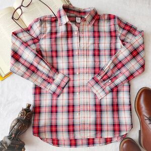 GAP Kids Plaid Button Down Shirt, Size 12, Red Blue Cream Cotton Dress Shirt